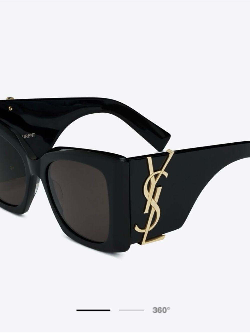 Saint Laurent Black Cat-Eye Sunglasses with Gold YSL Accent